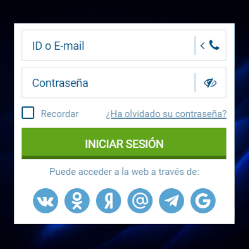 Inicie sesión en su cuenta 1xbet