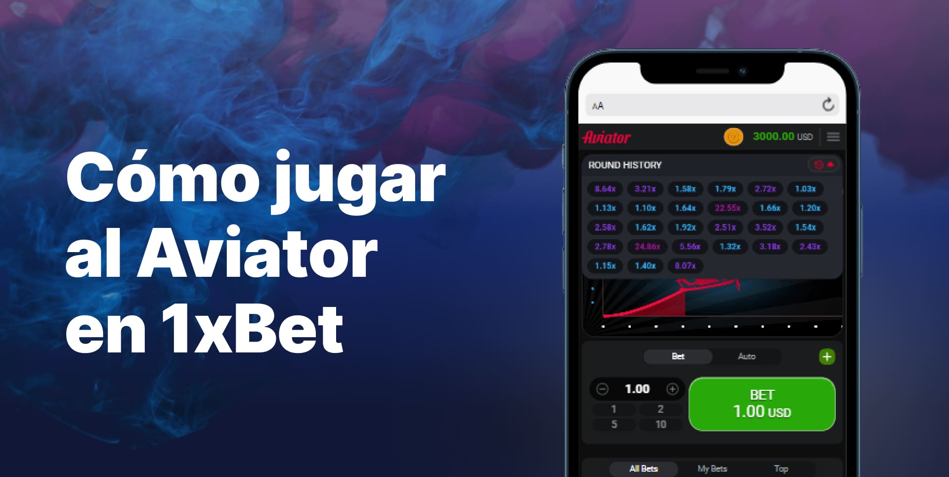 ¡Comienza a Jugar al Juego de Choque Aviator en 1xBet! ¡Regístrate Ahora