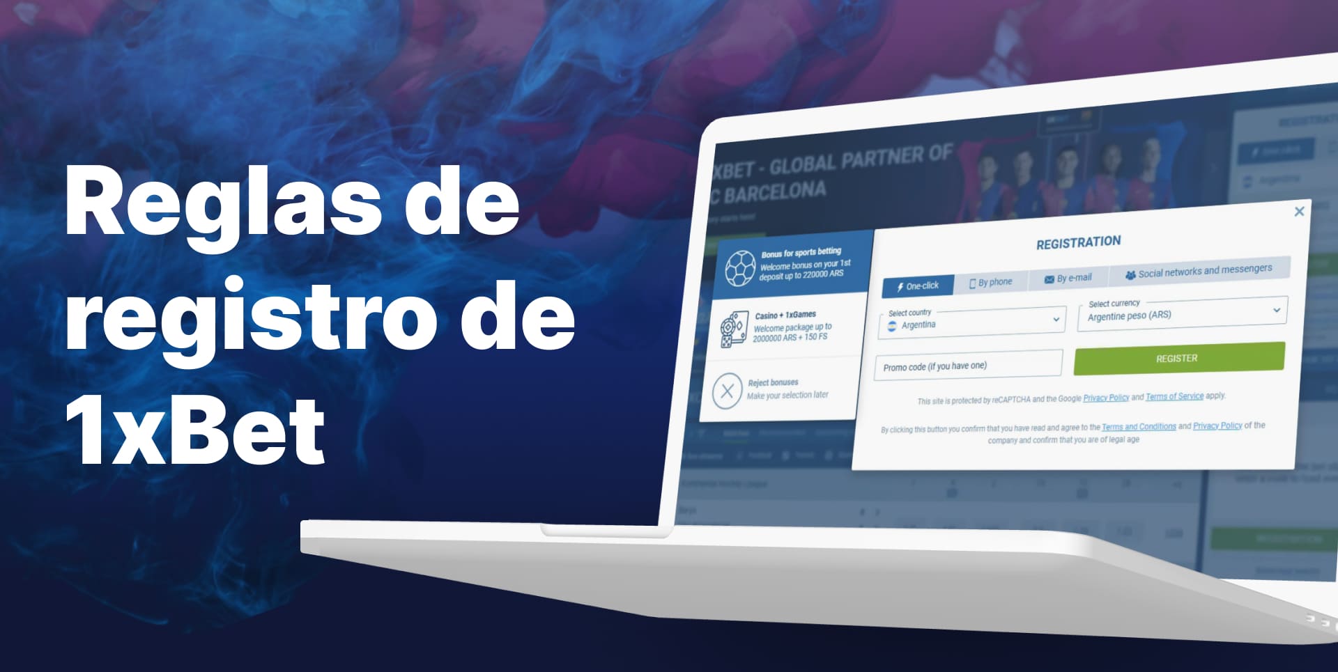 El servicio 1xbet tiene una lista de reglas de registro internas