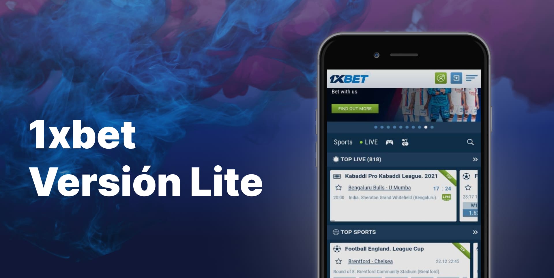 Versión Lite de la plataforma de apuestas deportivas 1xbet