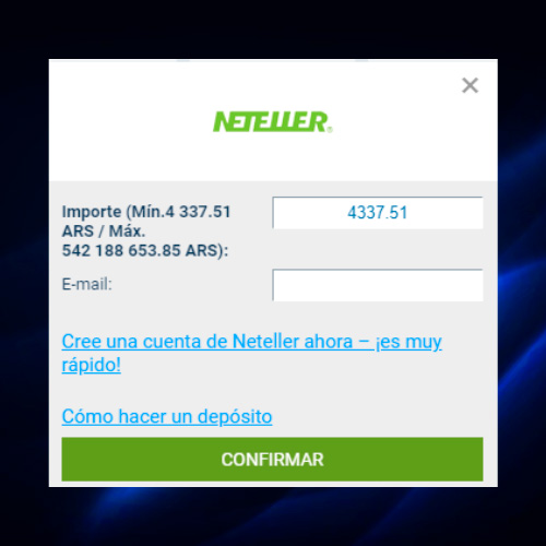 Ingrese el monto del depósito en 1xbet